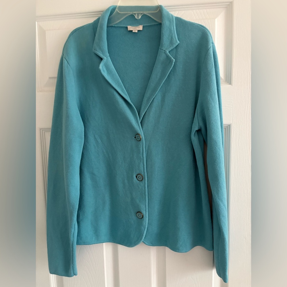Talbots Aqua Blue Button Up Cardigan